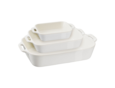 Ceramique Set de bandejas horno S/M/L 3-pzs, Blanco marfil STAUB
