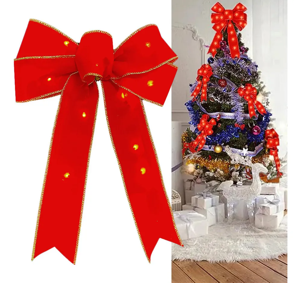 Nuevos lazos navideños LED para tela de terciopelo