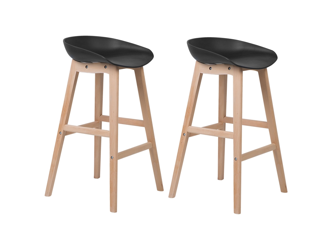 Conjunto de 2 cadeiras de bar BELIANI Micco de Polipropileno Preto 42x46x85