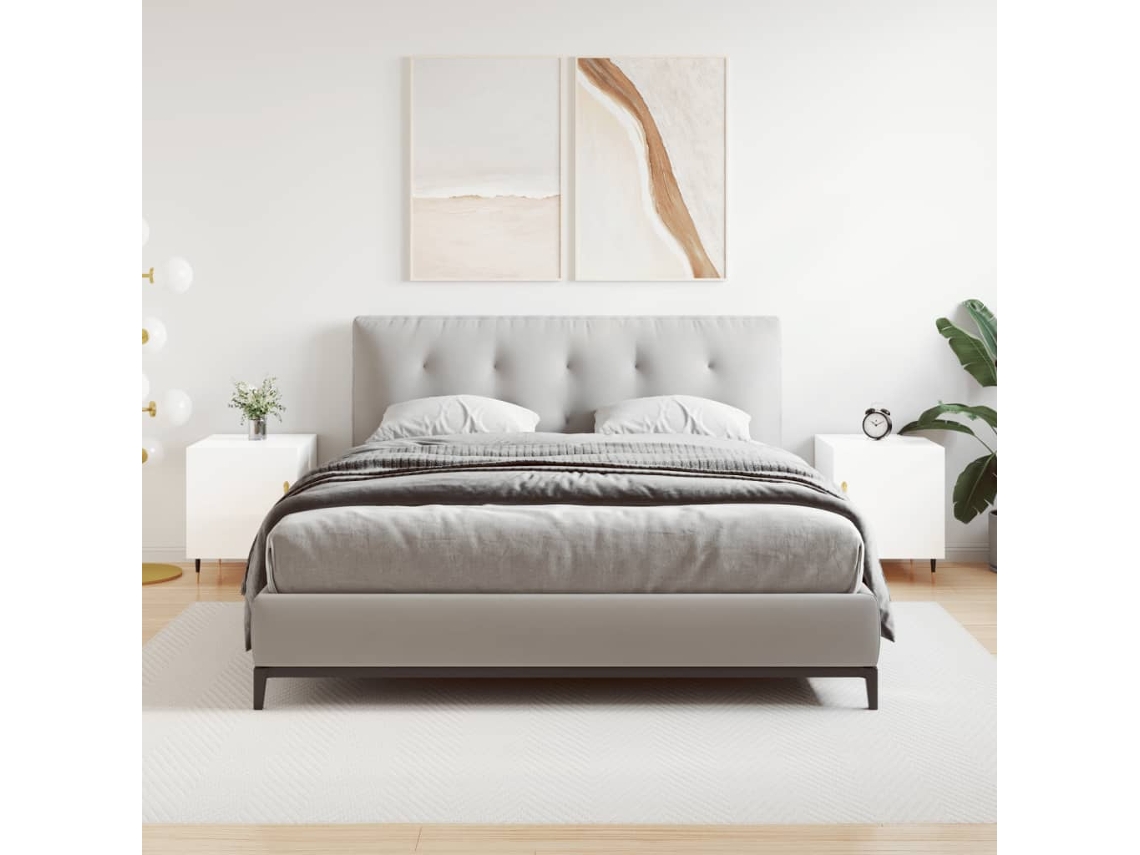 Mesitas de Noche 2Pzs 40X40X50Cm Deriv. Madera Blanco Brillante