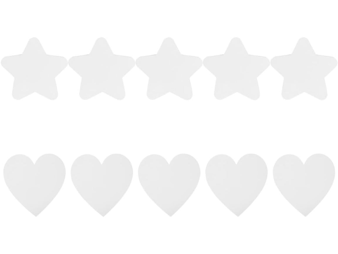 Mini Lienzos Blancos Con Forma De Estrella Y Corazón, Con Esquinas Redondeadas, Paquete De 10 Unidades, Compatibles Con Pintura Acrílica.