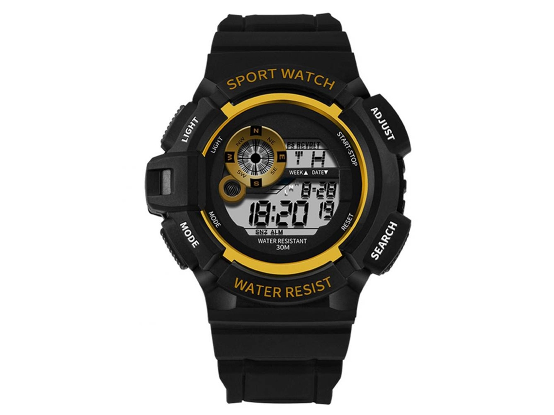 Reloj Electrónico Digital Sanda Multifuncional Impermeable Pulsera Oro Negro