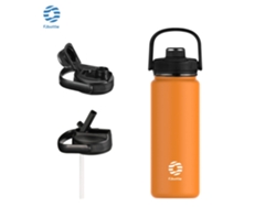Termo De 1200ml (color Amarillo), Con Asa De Tracción Y Tapa Con Clip, Fabricado En Acero Inoxidable.
