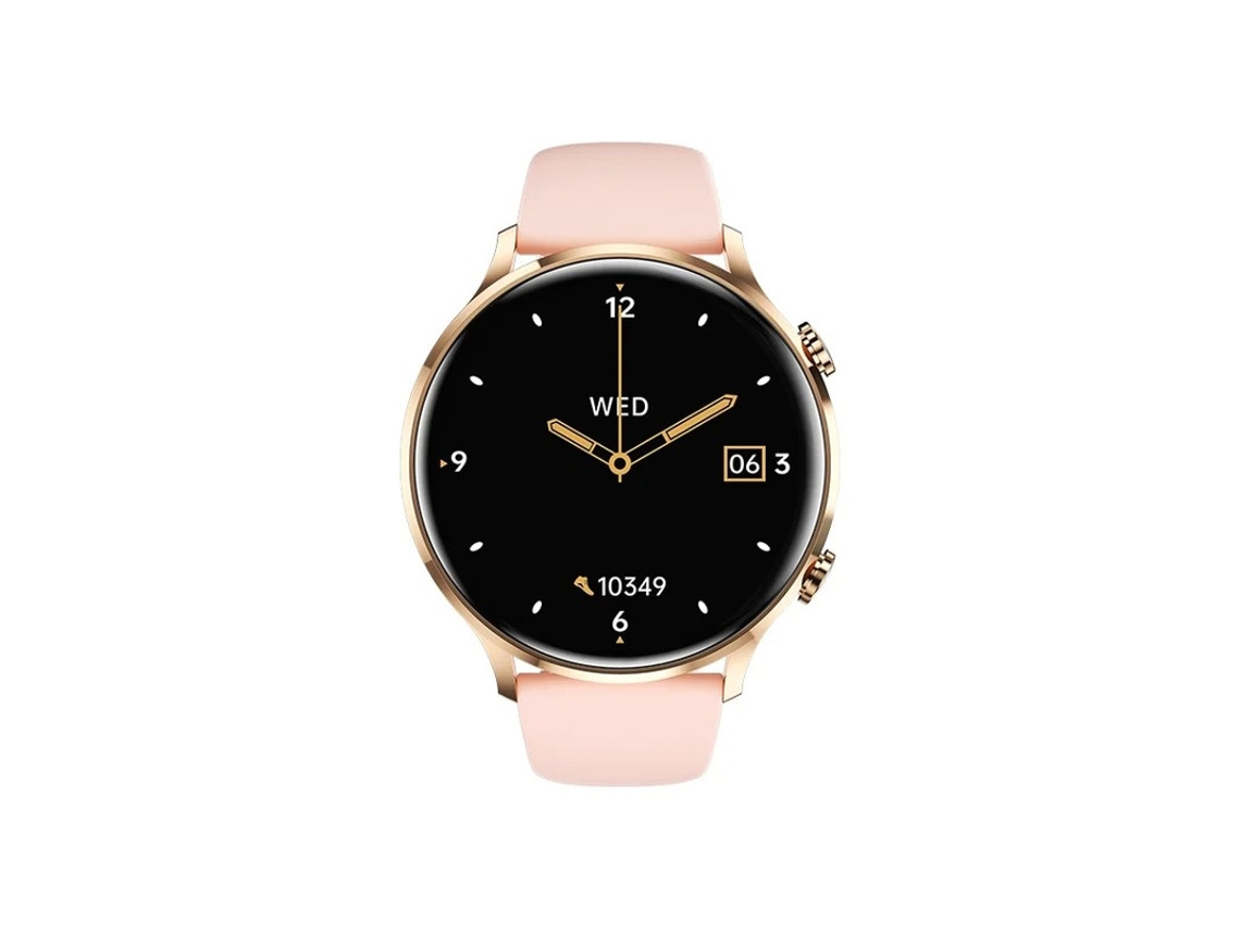 Reloj inteligente Bestvite Qs40 con monitoreo de salud femenina, llamadas, Bluetooth, dorado.