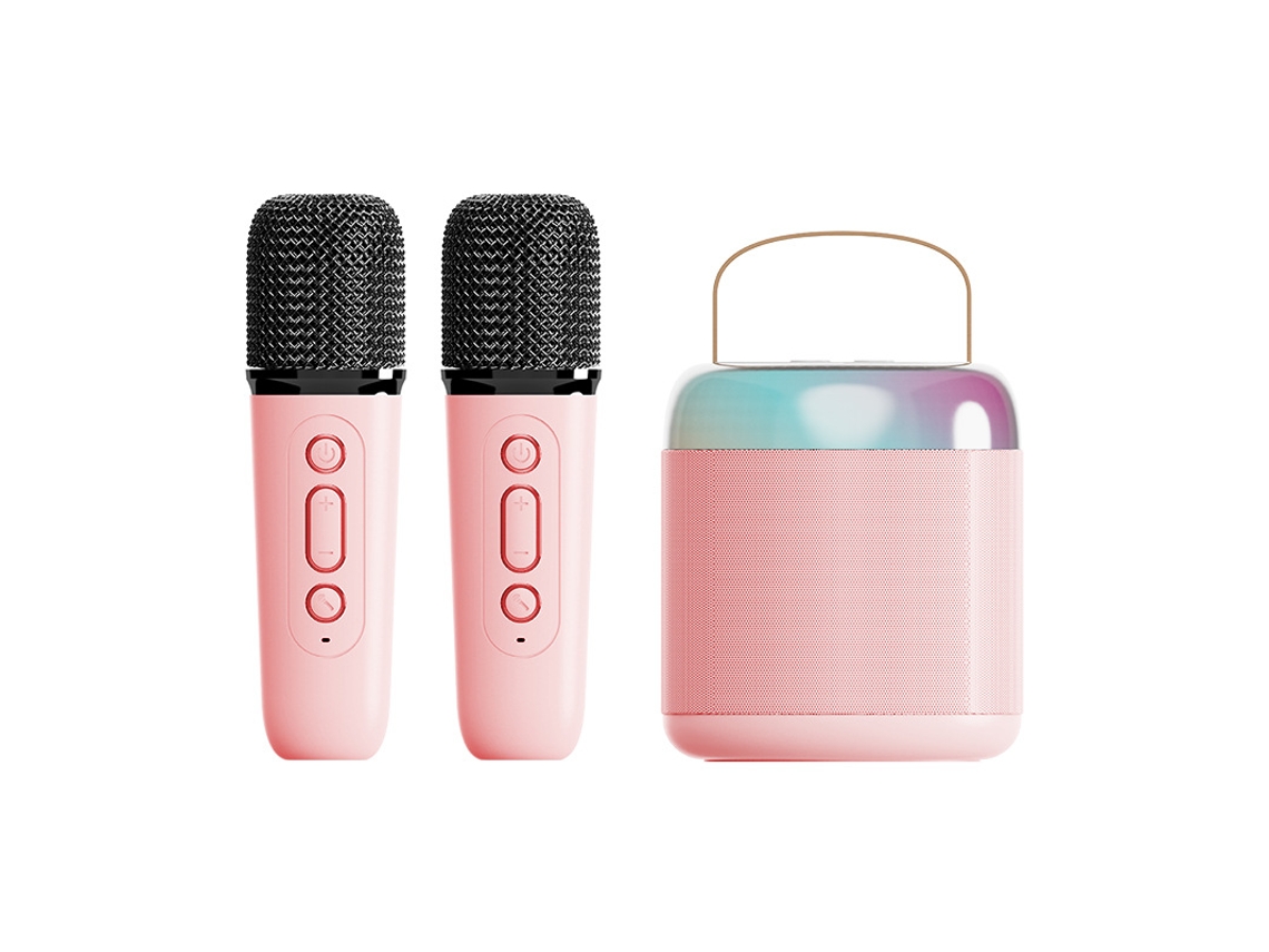 Máquina De Karaoke Profesional Para Niños Con 2 Micrófonos Inalámbricos Y Luz Led Para Niños De 3 A 12 Años Rosa Siurn