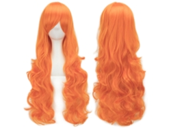 Peluca larga y rizada para cosplay de personajes de anime, 80cm (naranja) Gertiz