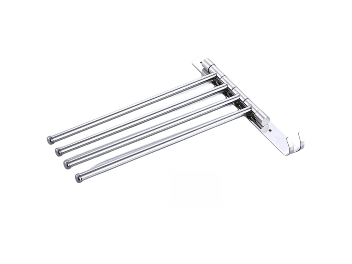 Toallero con gancho, organizador de toallas giratorio de acero inoxidable para baño y cocina, barra de toalla giratoria de pared.