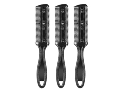 Peine cortapelos de doble cara con cuchilla de acero inoxidable, paquete de 3 (negro)