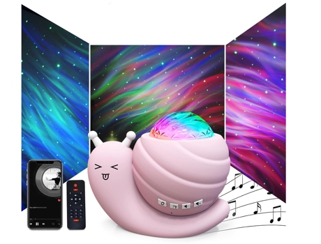 Luz nocturna con proyector de estrellas, luces de proyector Aurora Galaxy 4 en 1, luces nocturnas para niños de caracol para dormitorio con control...