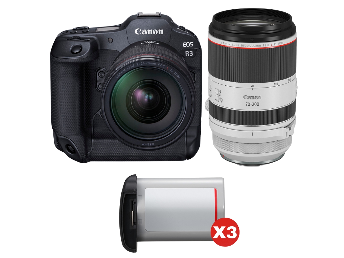 Canon Eos R3 + Rf 24-70mm F/2.8 L Is Usm + Rf 70-200mm F/2.8 L Is Usm + 3 Canon Lp-e19 + Ebook “20 Consejos Para Fotos Que Impactan”