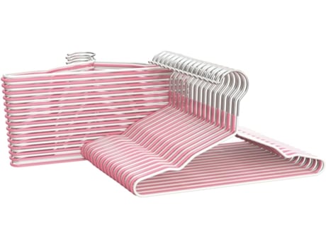 Percha Plastico Cadete Percha Infantil Color Rosa y Blanco Percha con Muescas Antideslizantes 25 cm Largo Pack 60 Unidades COM-FORT HOUSE