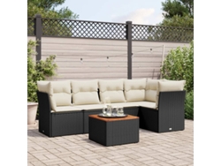 Conjunto de sofás de jardín de 6 piezas DKD Home Decor con cojines de mimbre negros