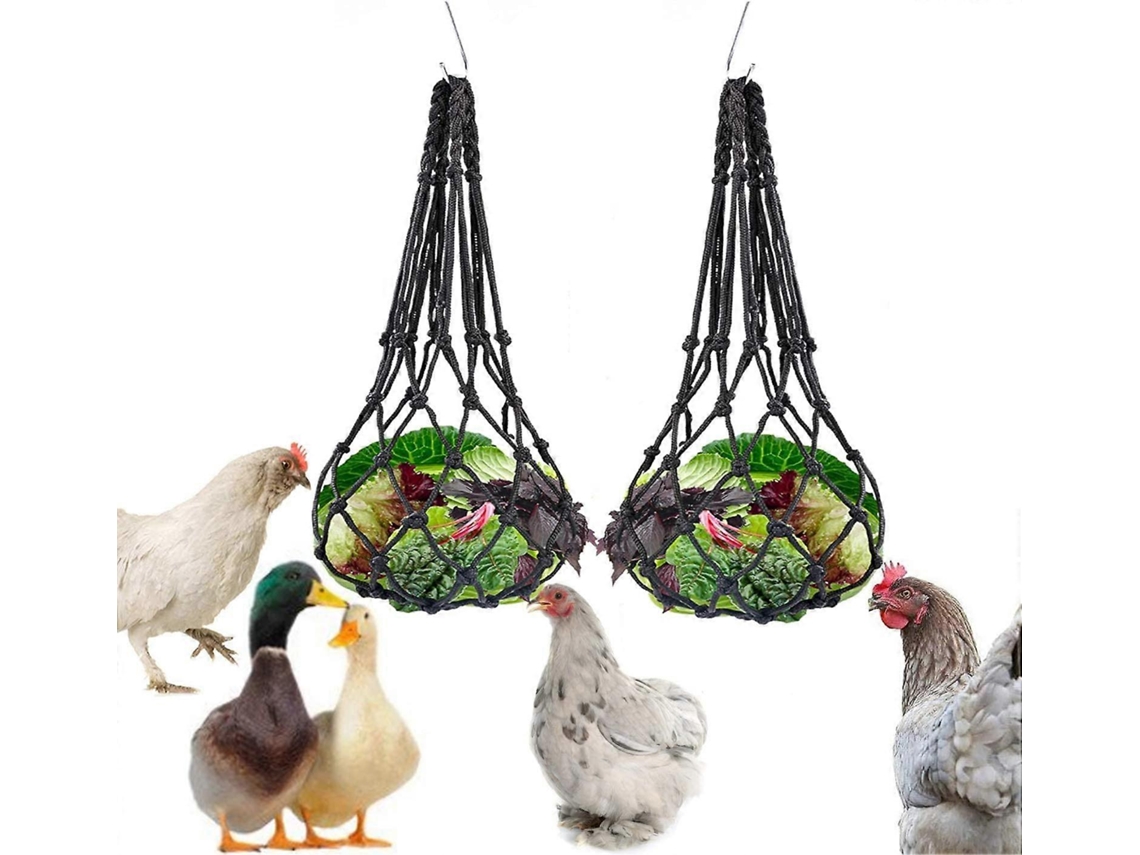 Rebe-portavasos Para Aves Con Red Y Tenedor Acero Inoxidable, 2 Piezas Para Gallinas Patos Gansos Y Aves Grandes