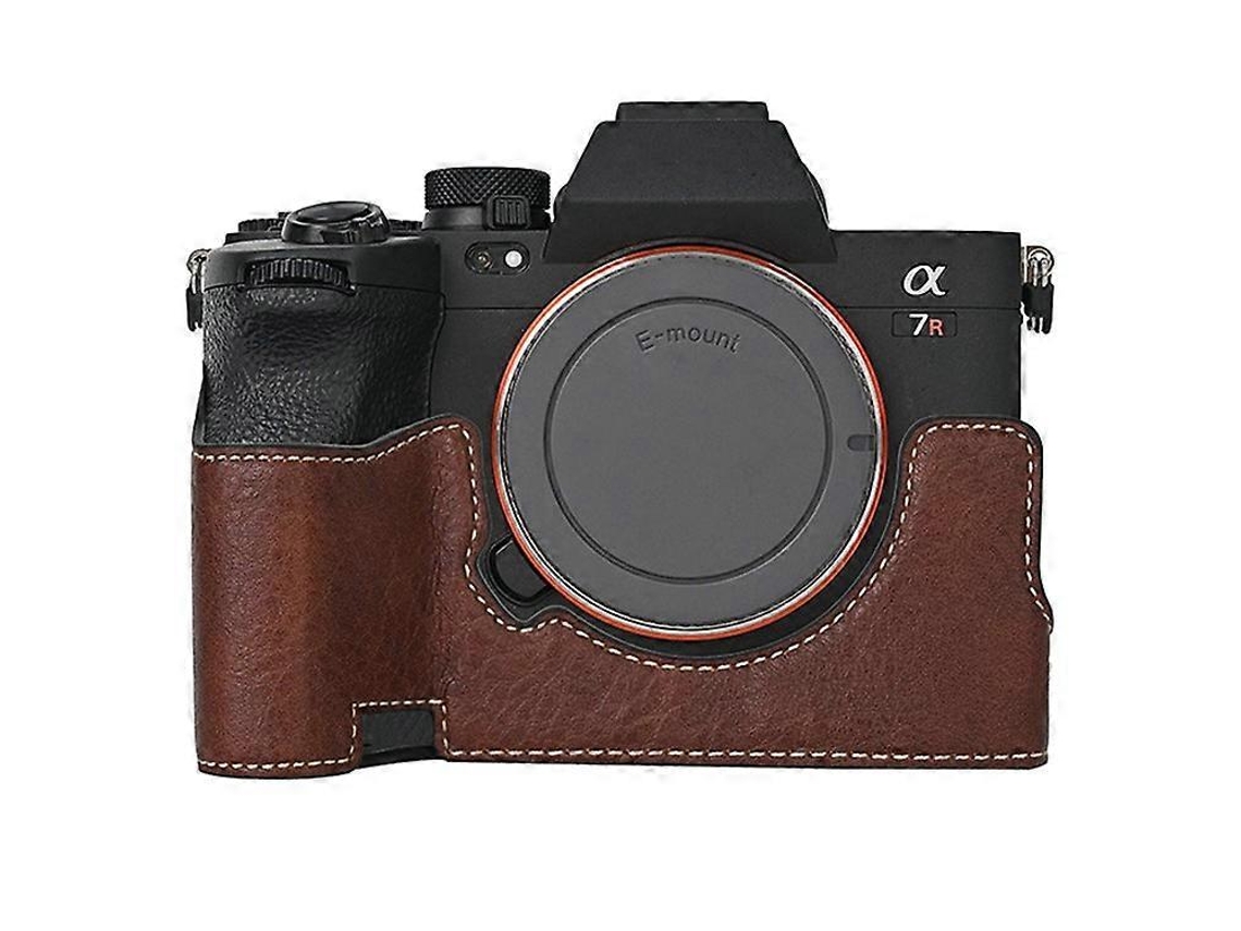 Base de cámara compatible con Sony A7R V/A7 IV/A7S III/Alpha 1, batería extraíble, funda protectora de piel sintética con textura de lichi. Facpoet
