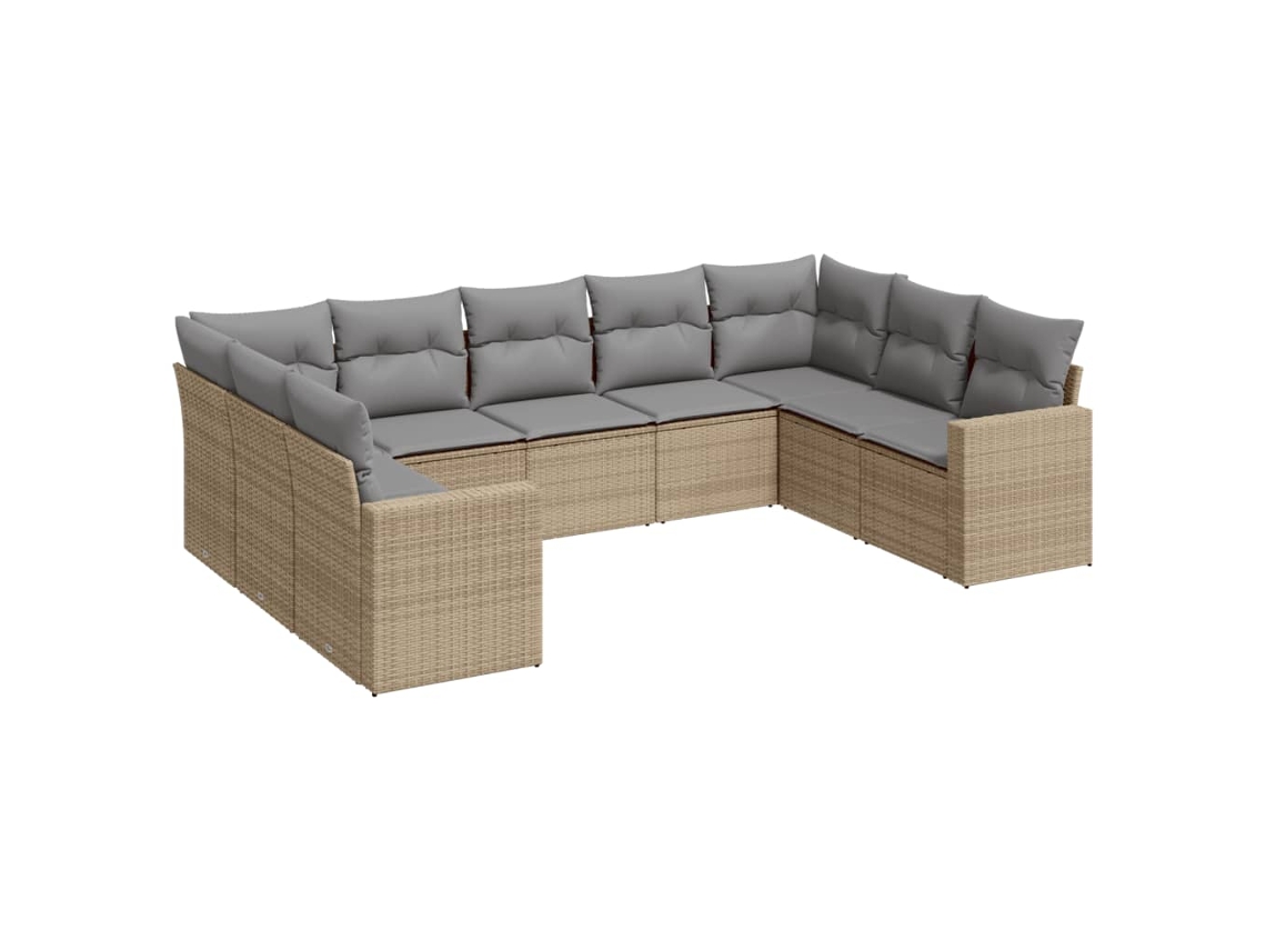 Maison Exclusive - Set De Sofás De Jardín 9 Pzas Con Cojines Ratán Sintético Beige