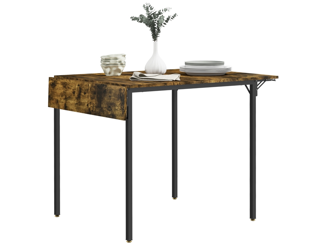 Mesa de comedor con 2 extensiones plegables, estilo industrial, extensible, mesa plegable para 2 a 4 personas.