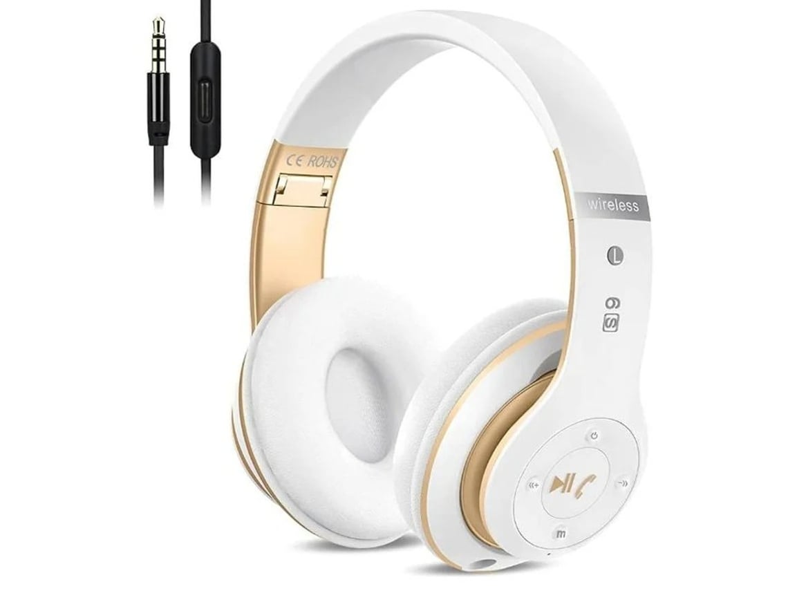 Auriculares Bluetooth Plegables Yizhood A6s Con Micrófono Fm Integrado Y Control De Volumen, Color Blanco