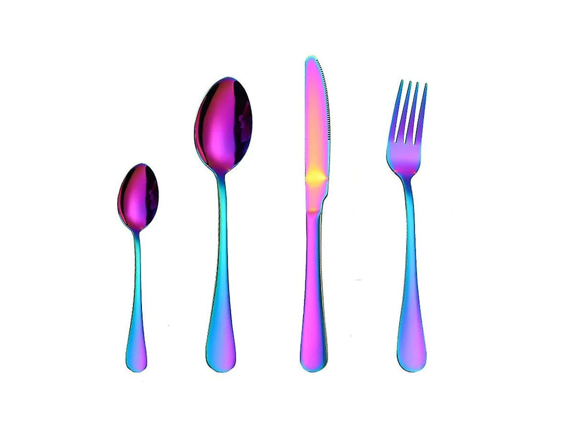 Juego de cubiertos Rainbow para 4 - Cubiertos modernos de acero inoxidable RNEMITERY