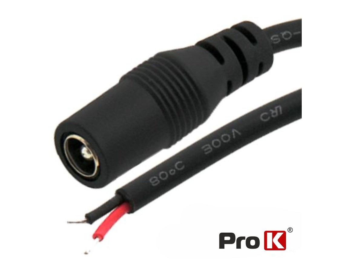 Enchufe de alimentación de CC macho de 5,5 x 2,1 mm y 15 mm con cable PRO K