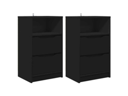 Maison Exclusive - Mesas De Noche Con Cajón 2 Pcs Negro 40 X 30 X 467 Cm
