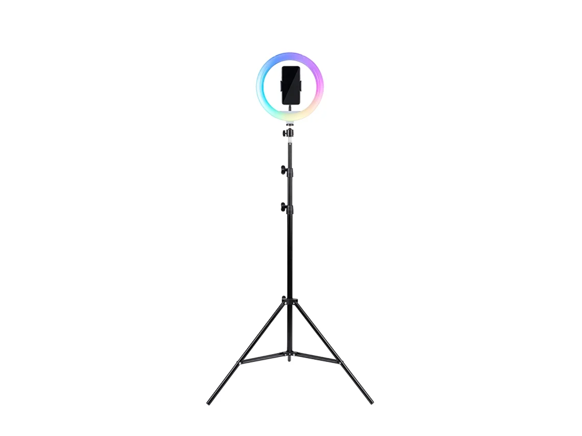 Trípode con Ring Light RGB para Smartphone HAVIT ST7026 (Universal - Altura: De 72 cm a 210 cm - Negro)