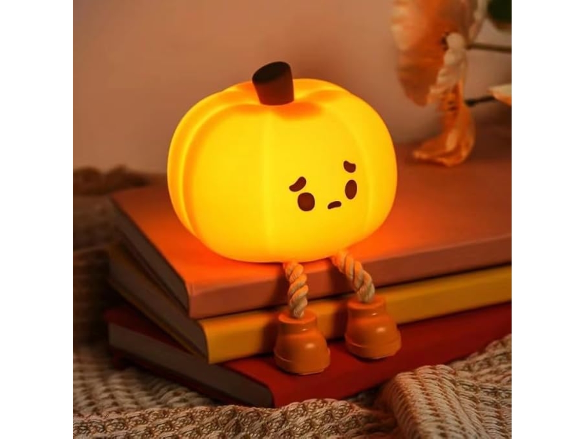 Luz Nocturna Calabaza Silicona, Recargable, Táctil