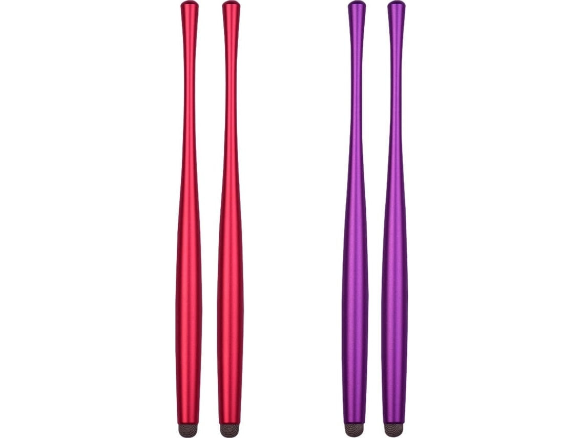 Un Juego De 4 Bolígrafos Táctiles, 2 Rojos Y 2 Morados (de Aluminio)*