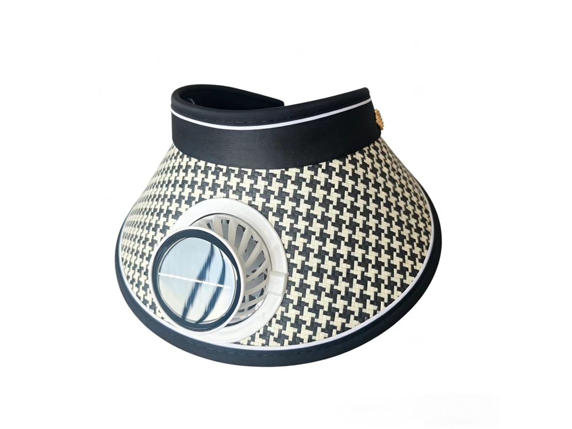 (negro) Gorro Enrollable Recargable Por Usb Con Ventilador, Gorro De Verano Para Mujer Con Protección Solar Uv.