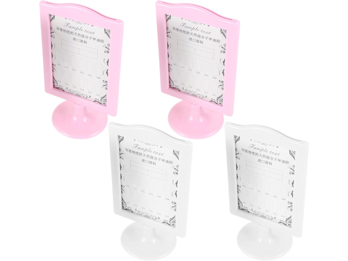 Juego de 4 marcos de fotos dobles con soporte de plástico blanco, estilo natural decorativo, decoración de oficina/escritorio, rosa, GOKOCO