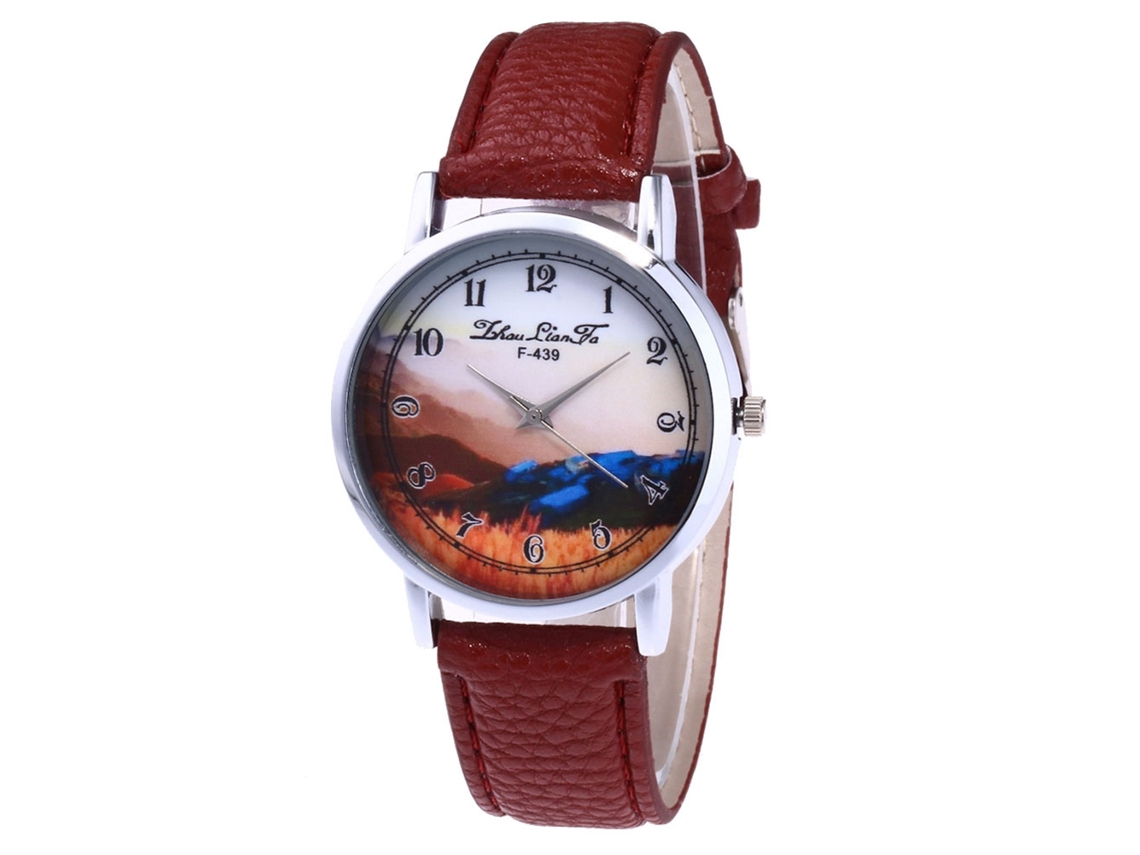 Reloj De Pulsera Analógico De Cuarzo Con Esfera Redonda, Estilo Moderno (marrón)