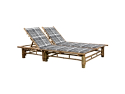 Tumbona con cojines Mueble para patio Asiento de jardín para 2 personas bambú