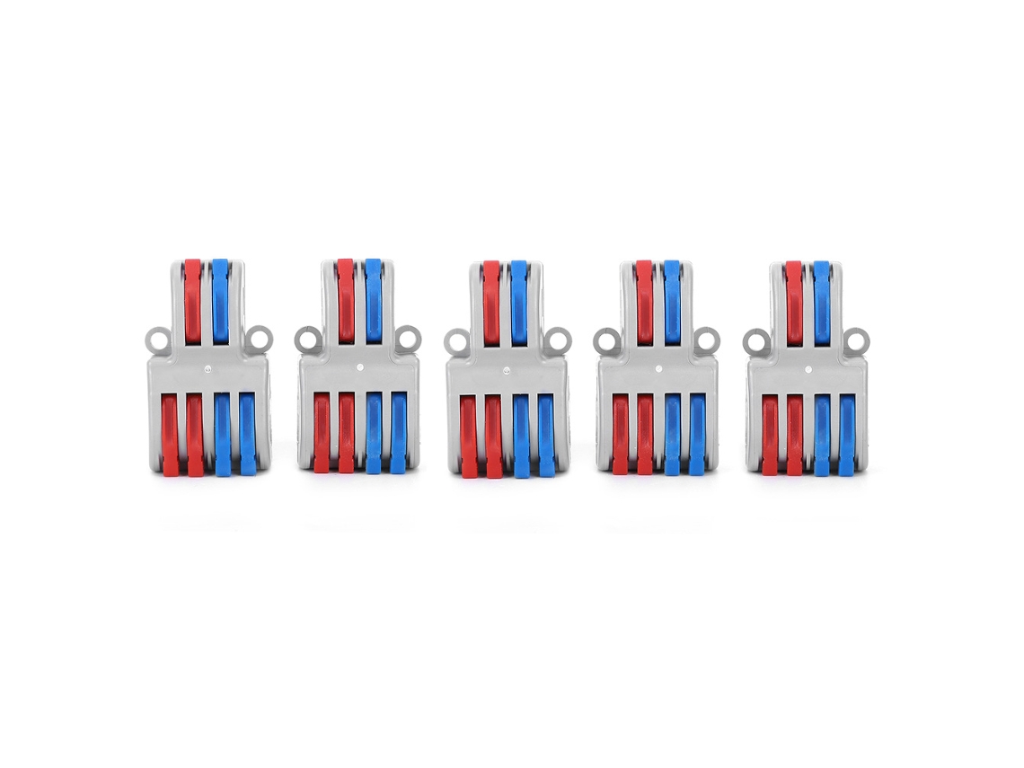 2026velora-5pcs Conectores De Cable 2-entrada-4-salida Bloques De Terminales Rapidos Tornillos Incluidos Para Luz Electricidad