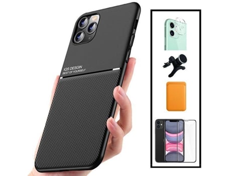 Kit Funda Magnetic Lux, Magnetic Wallet Naranja, 5D Full Cover, Protector de Cámara Trasera y Soporte Magnético de Coche Reforzado Apple Galaxy M52...