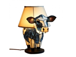 JILLIOPER Lámpara de mesa decorativa, lámpara vintage de vaca con un brillo cálido y relajante, lámpara de escritorio con iluminación USB, iluminación decorativ