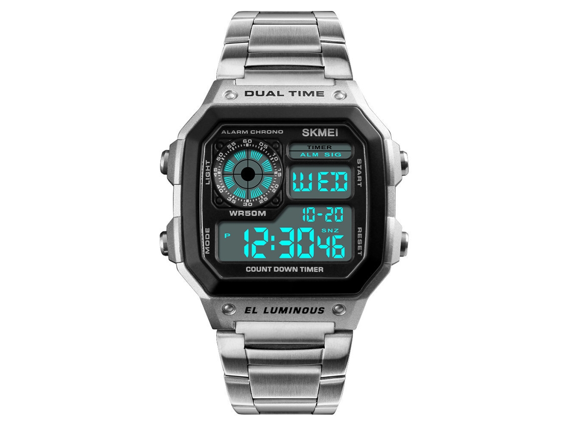 Reloj Hombre Fashion Luminoso Resistente 50m Impermeable Con Fecha Y Hora Plateado