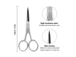 Tijeras De Acero Inoxidable Para Barba, Bigote, Cejas Y Pelo Nasal - Mini Tijera De Belleza Y Depilación Portátil