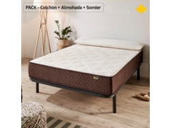 Pack Colchón y Almohada Viscoelastica y Somier DESCANSIN | 140 x 180 | Ideal para Personas con Dolores de Espalda | Efecto nube | Silencioso