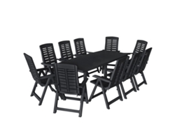 Conjunto De Jantar De Exterior 11 Pcs Plastic Antracita Dkd Home Decor