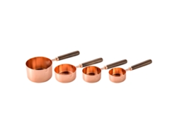 Juego de Tazas y Cucharas Medidoras de Acero Inoxidable con Mango de Madera de Acacia NEVEANCE