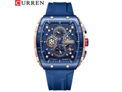 Reloj De Cuarzo Para Hombre, Resistente Al Agua, Con Seis Agujas Y Función De Calendario (esfera Azul Y Caja Color Oro Rosa).