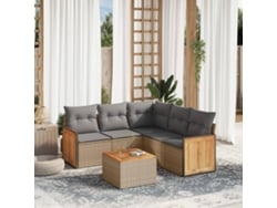 Conjunto de 6 sofás de jardín con cojines de mimbre beige Dkd Home Decor