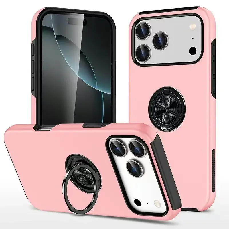(rosa, Iphone 14 Pro) Funda Para Teléfono Con Soporte Magnético De Anillo Sencillo, Funda Protectora De Plástico A Prueba De Golpes.