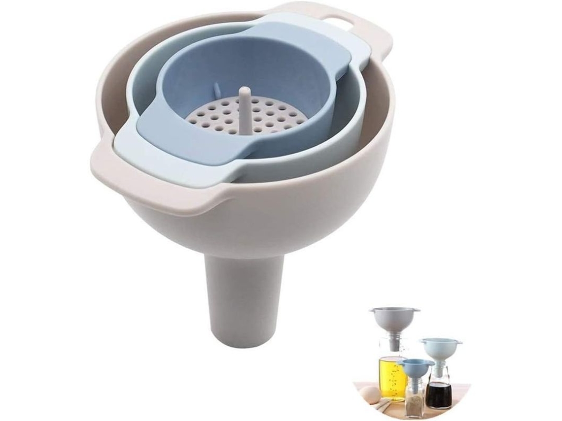 Juego De 3 Embudos De Cocina, Embudos Pequeños Con Colador Extraíble, Plástico Libre De Bpa.