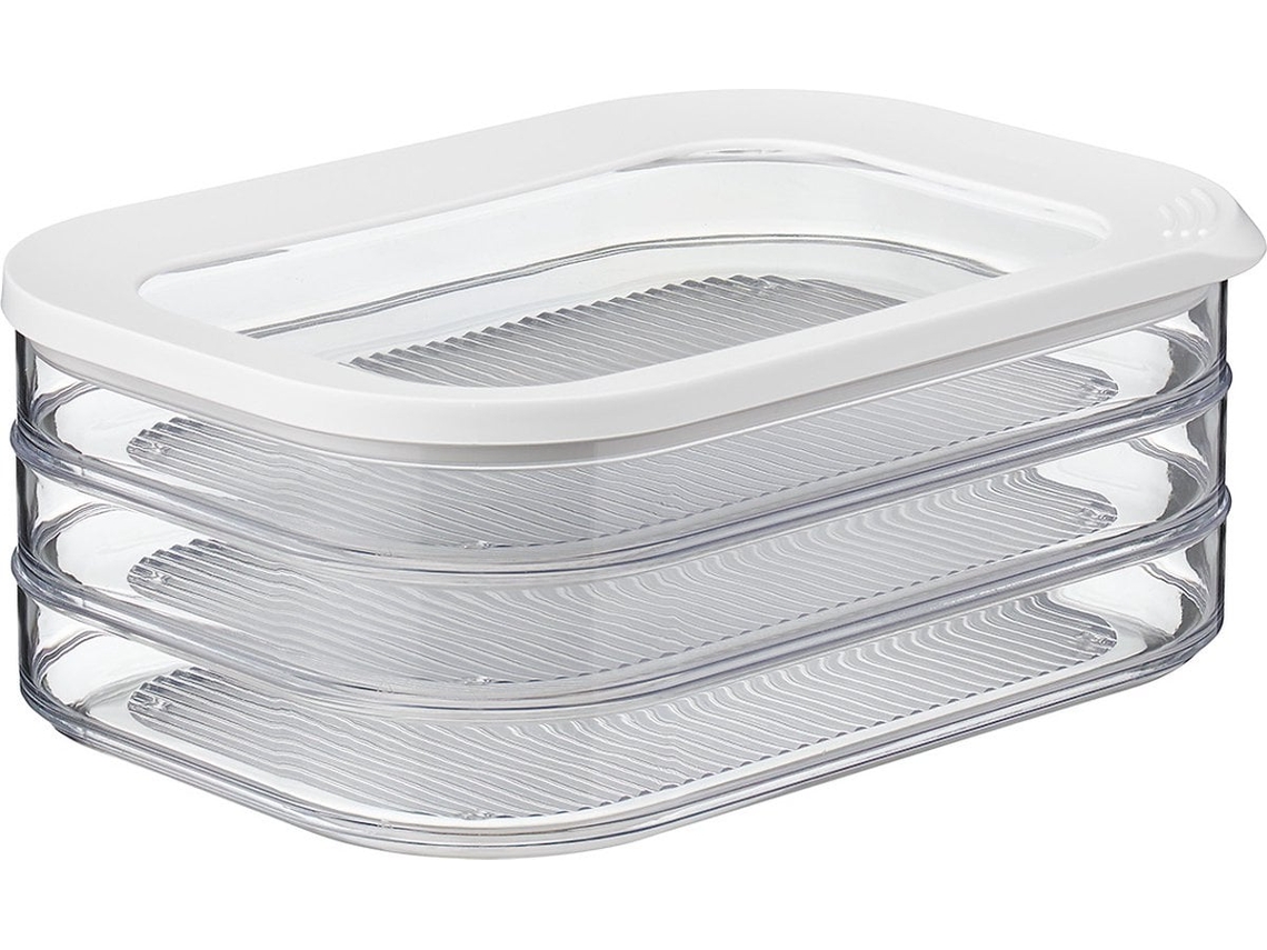 Contenedor Para Embutidos - 550 Ml, Tres Niveles - Caja Para Almacenar Alimentos - Blanco