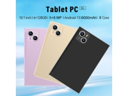 Tablet Android de 10,1 pulgadas, 6 GB/128 GB, 10 núcleos, 5G, 6000 mAh, carcasa dorada