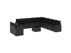 Maison Exclusive - Set De Sofás De Jardín 12 Piezas Cojines Ratán Sintético Negro