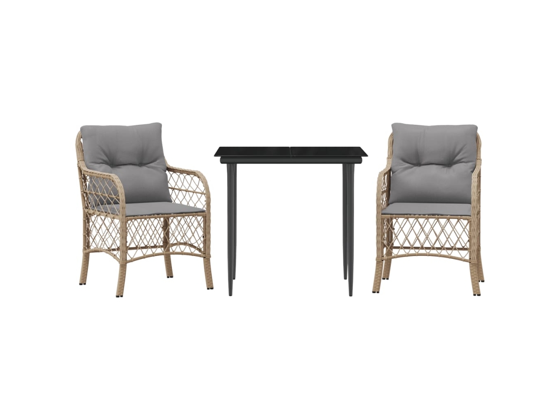 Maison Exclusive - Sillas Y Mesita De Jardín 3 Piezas Ratán Sintético Cojín Beige