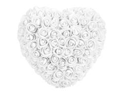 Flor artificial de rosa con corazón blanco para el Día de San Valentín y aniversario.