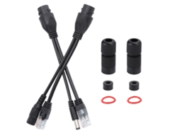 Cabo Adaptador Poe Impermeável Injetor Divisor Dc12v Ieee802.3af Abs 10/100mbps Cat5/5e/6 Preto