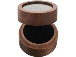 Elegante Ligera Redonda Anillos Madera Nogal Ventana Transparente Diseño Compacto Refinado Ideal Ocasiones